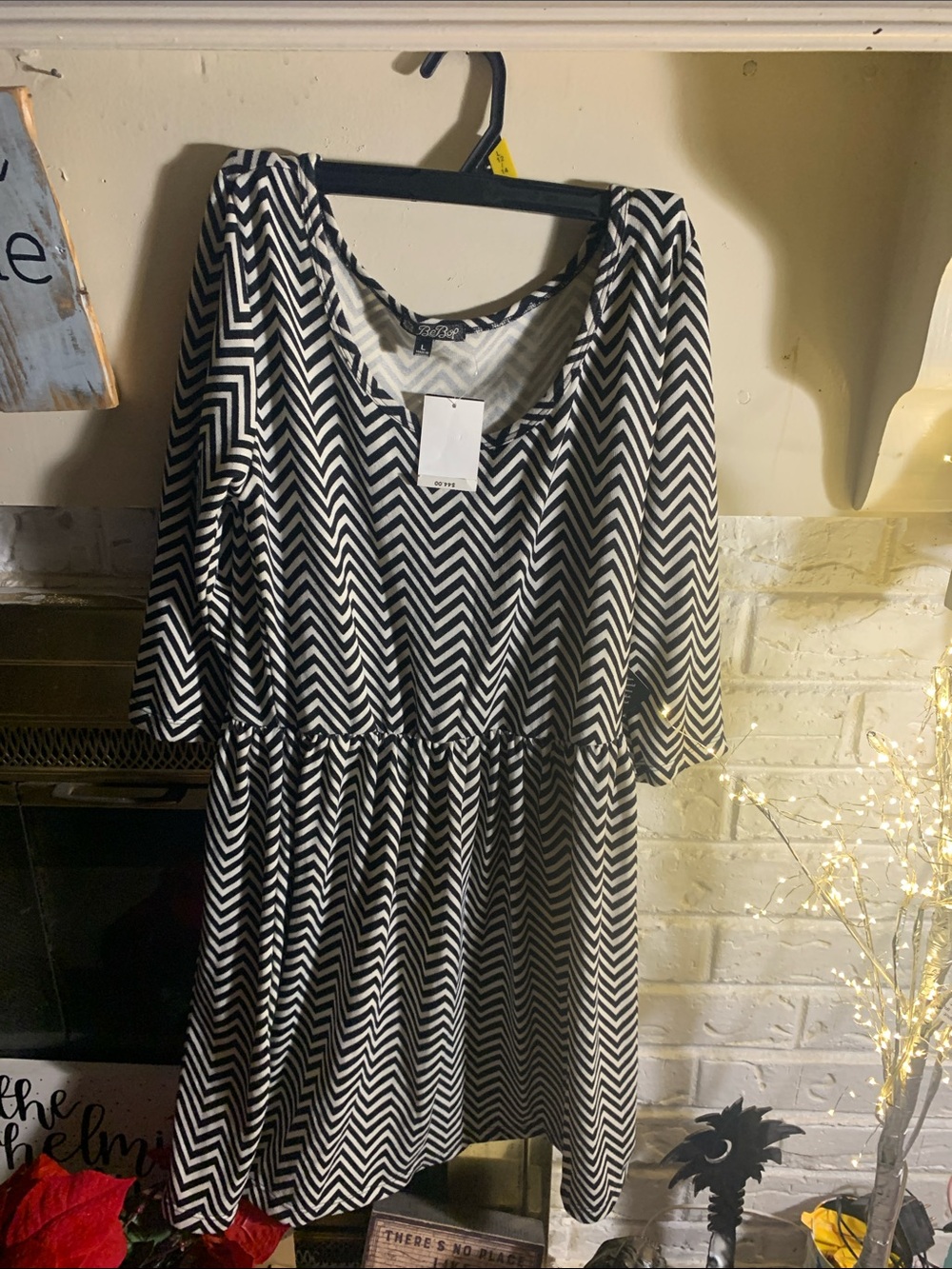 BeBop Black & White Chevron Midi Dress